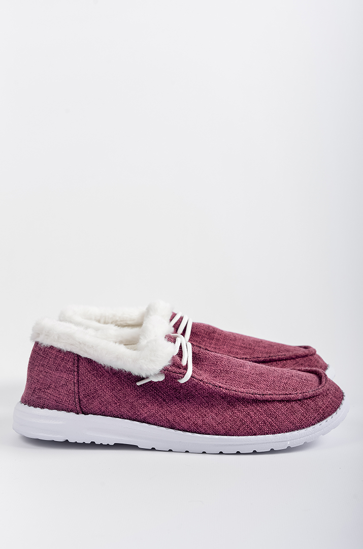 Мокасини сливового кольору з екохутром великих розмірів
