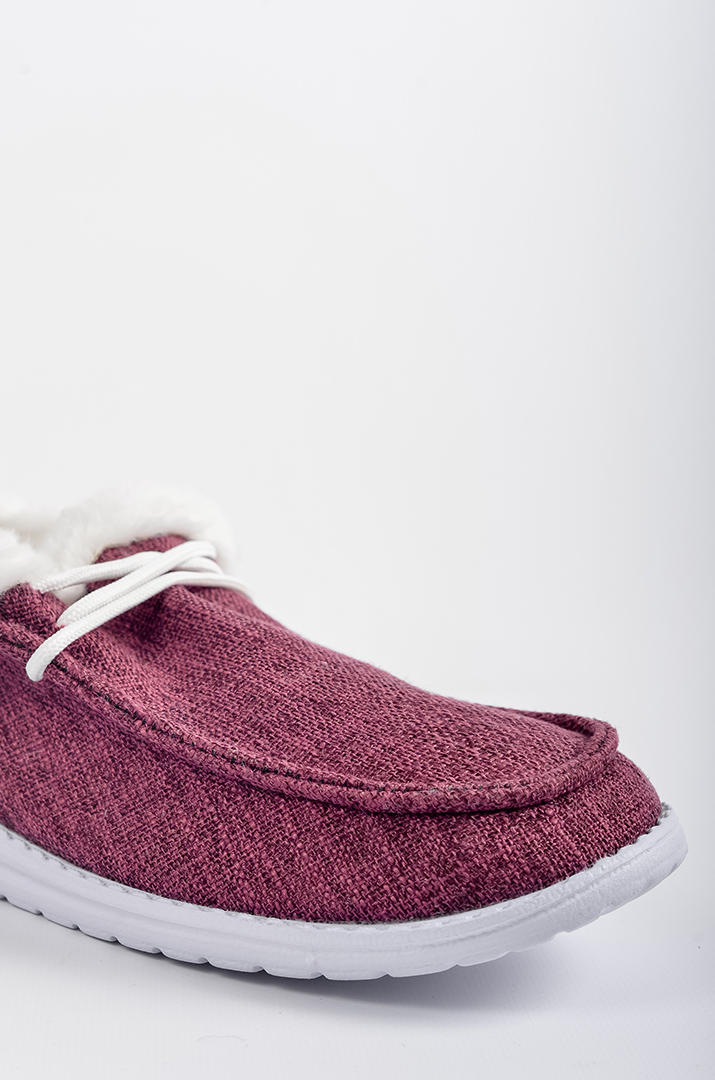 Мокасини сливового кольору з екохутром великих розмірів