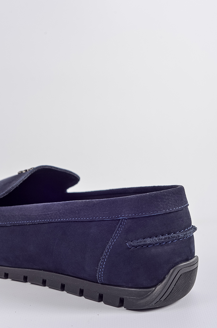 Темно-сині мокасини з нубуку великих розмірів