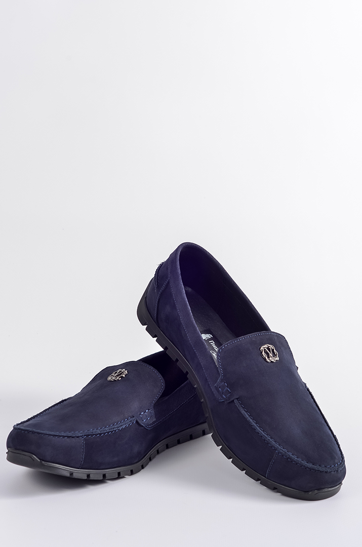 Темно-сині мокасини з нубуку великих розмірів