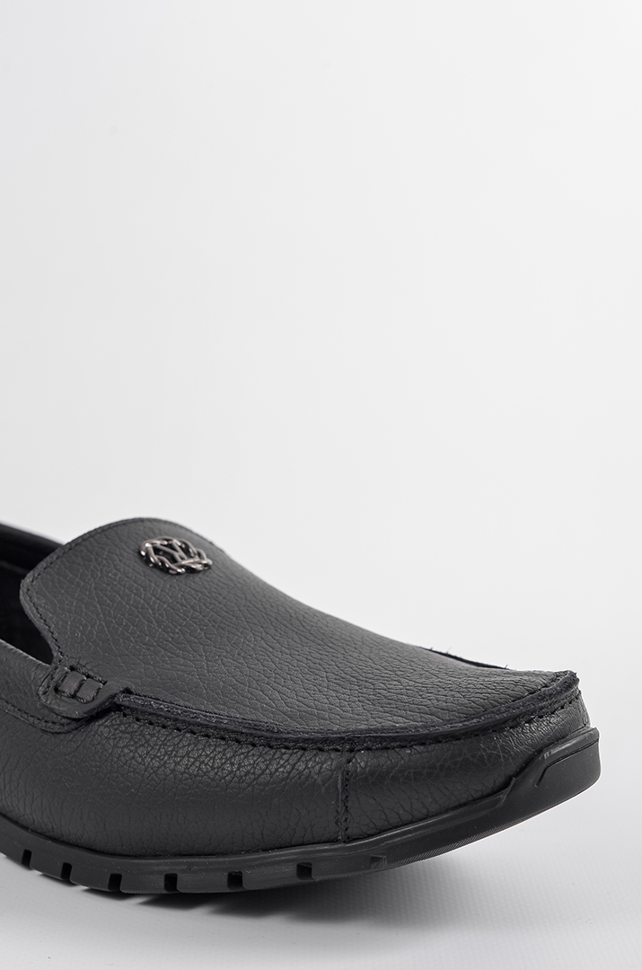 Елегантні чорні мокасини зі шкіри великих розмірів