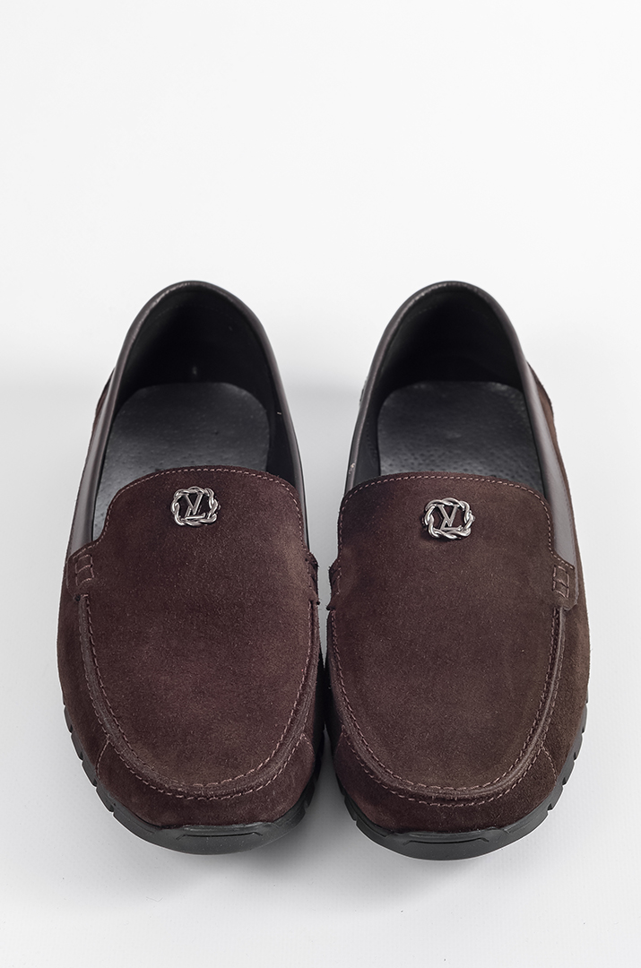 Мокасини в шоколадному кольорі із замші великих розмірів