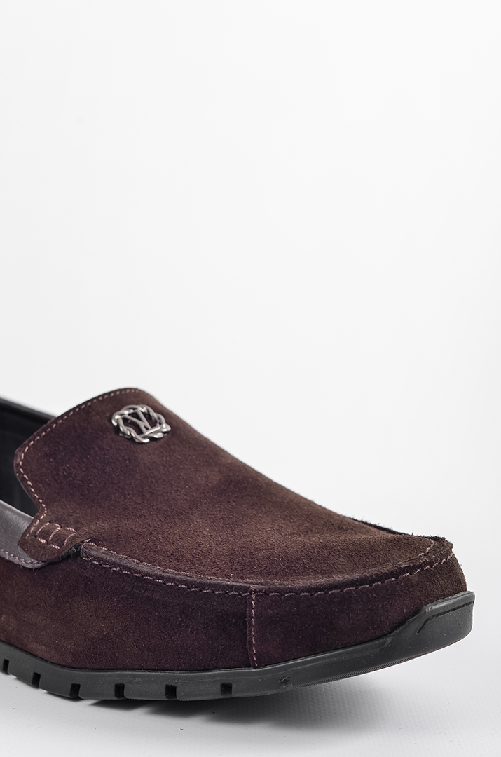 Мокасини в шоколадному кольорі із замші великих розмірів