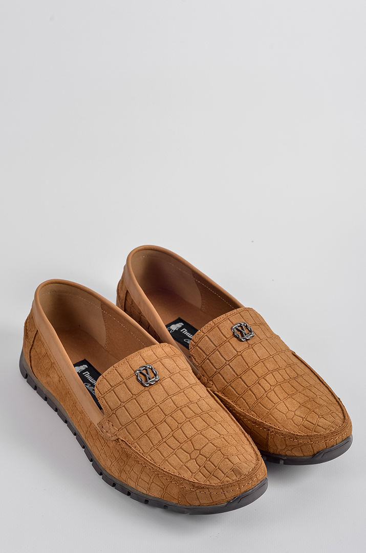 Мокасини в рудому відтінку з рельєфною текстурою великих розмірів