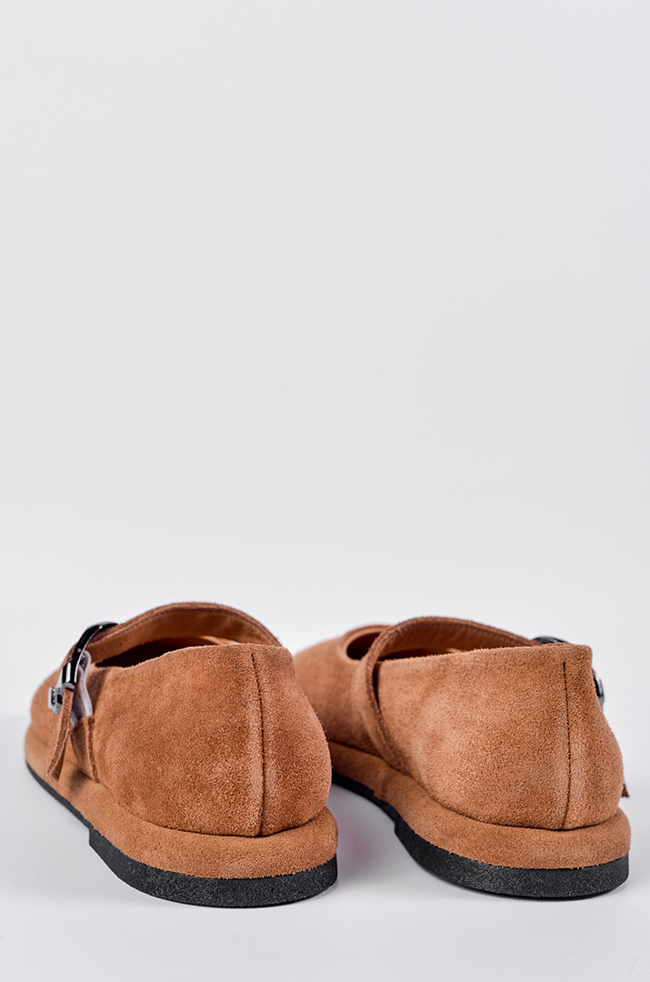 Замшеві балетки у світло‑коричневому відтінку великих розмірів