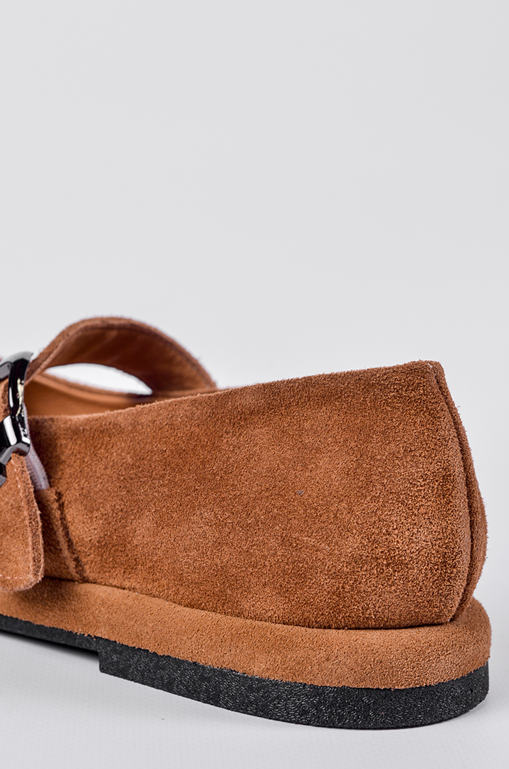 Замшеві балетки у світло‑коричневому відтінку великих розмірів