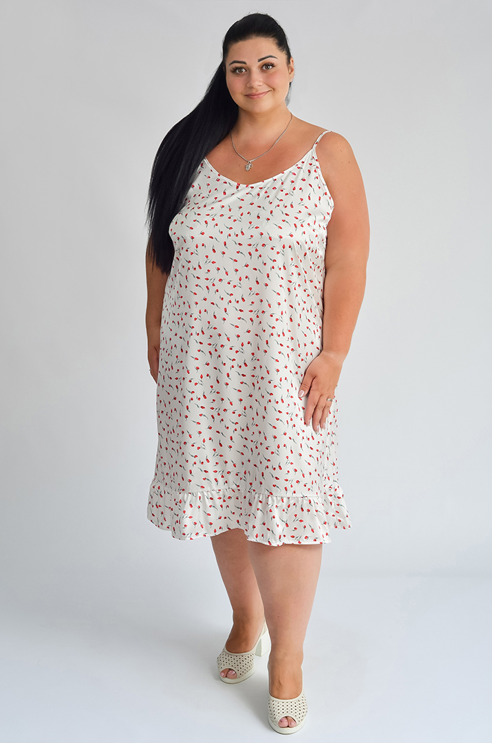 Шовкова нічна сорочка в різних принтах великих розмірів