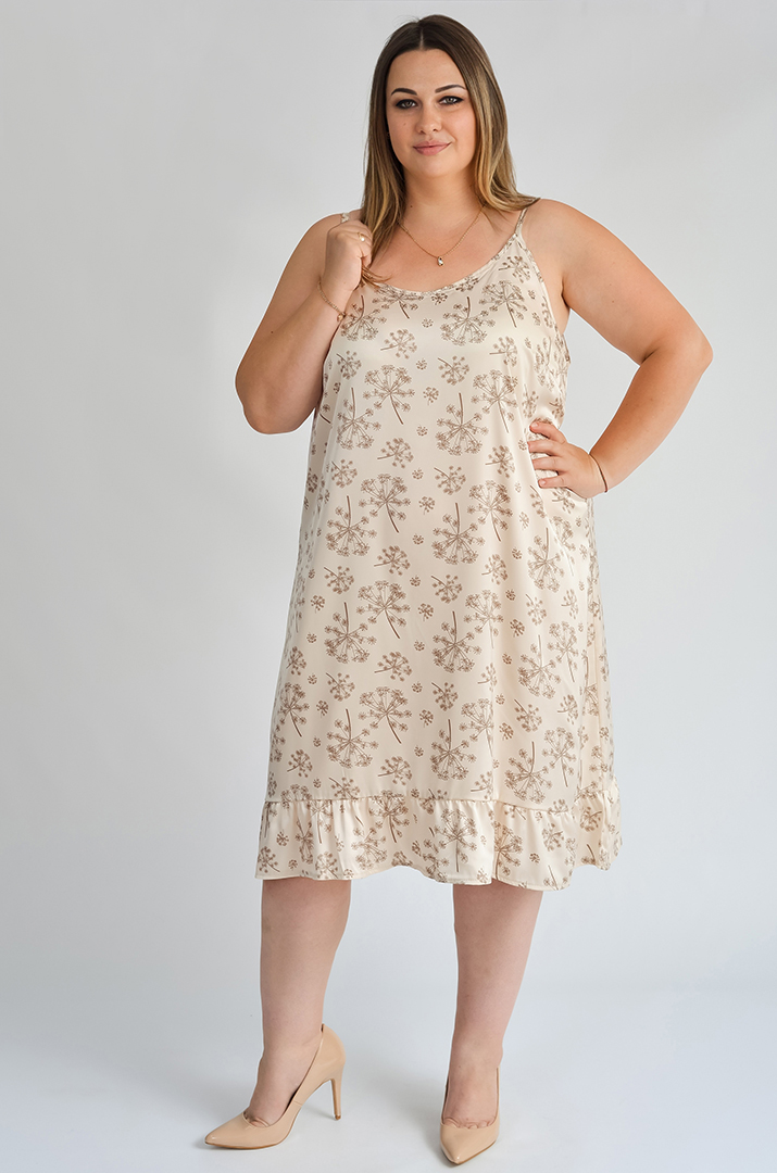 Шовкова нічна сорочка в різних принтах великих розмірів