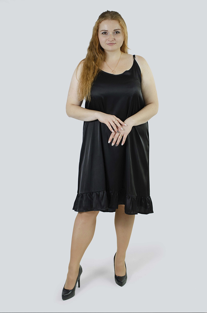 Нічна сорочка шовкова з воланом супер батал