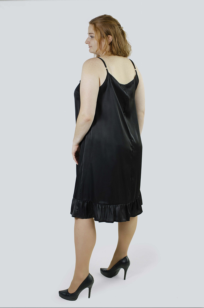 Нічна сорочка шовкова з воланом супер батал