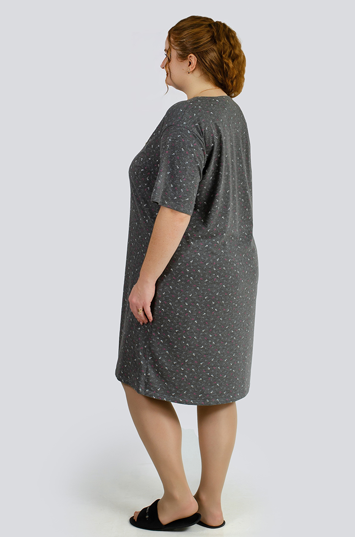 Нічна сорочка коротка в принт великих розмірів