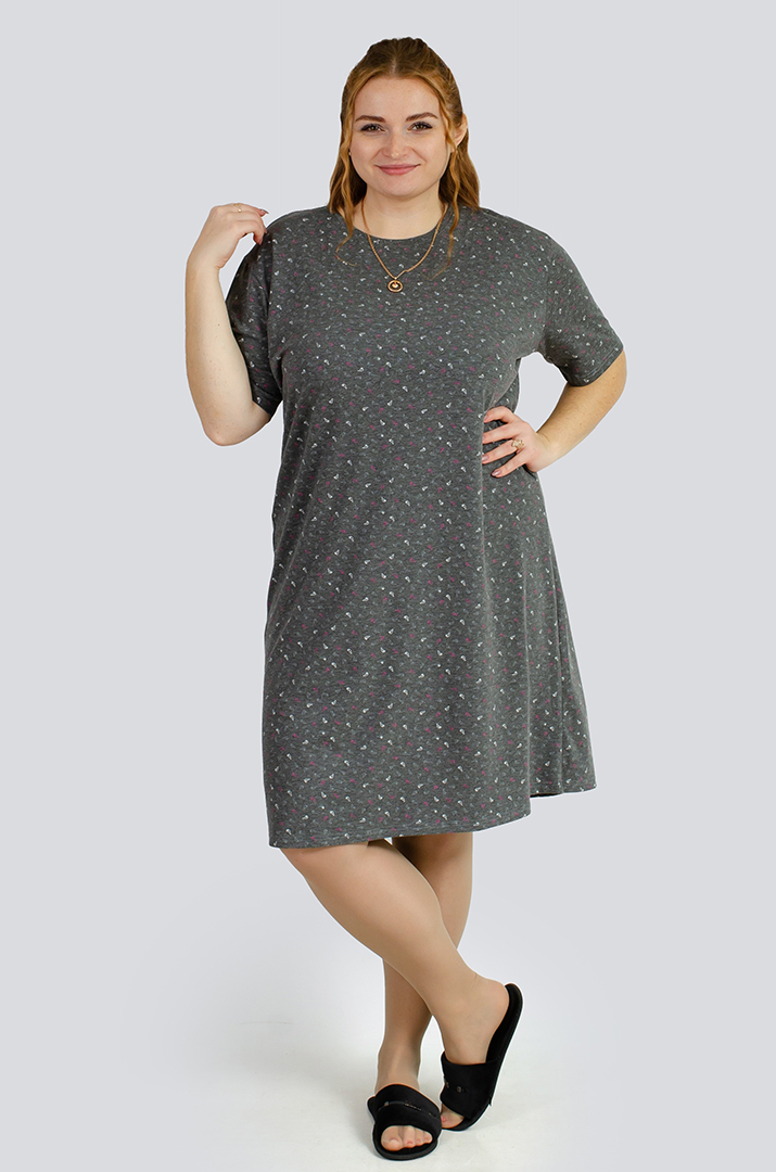 Нічна сорочка коротка в принт великих розмірів