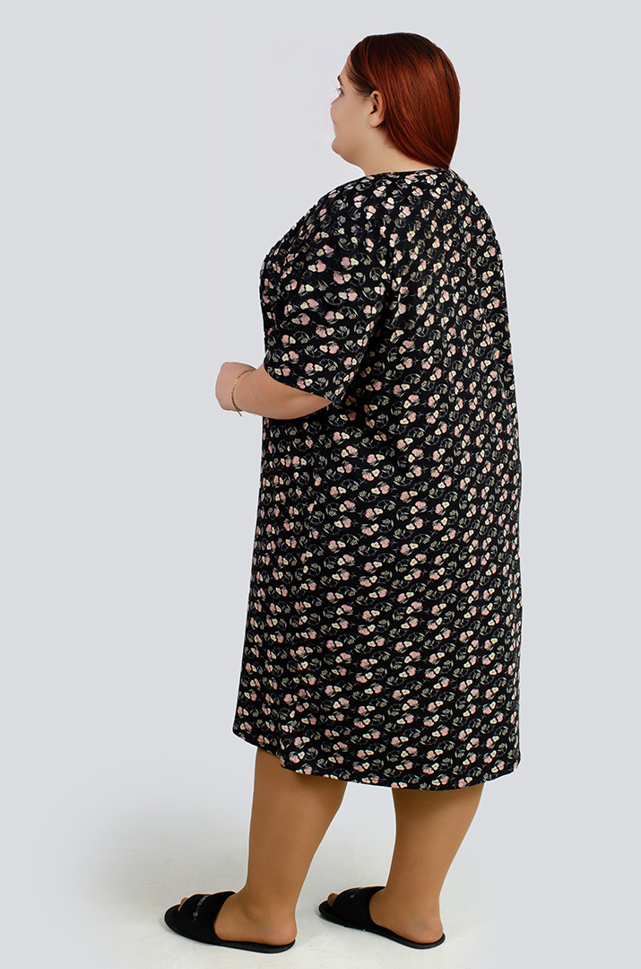 Нічна сорочка коротка в принт великих розмірів