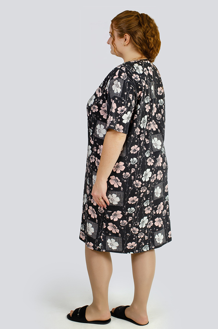 Нічна сорочка коротка в принт великих розмірів