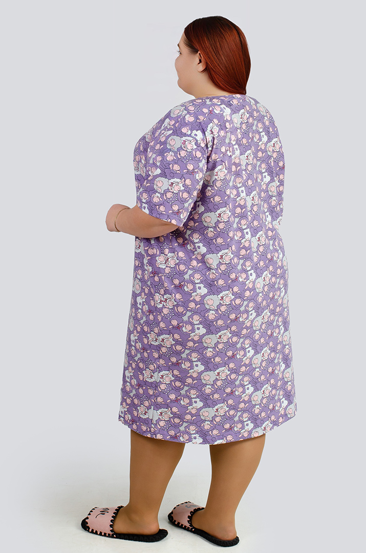 Нічна сорочка коротка в принт великих розмірів