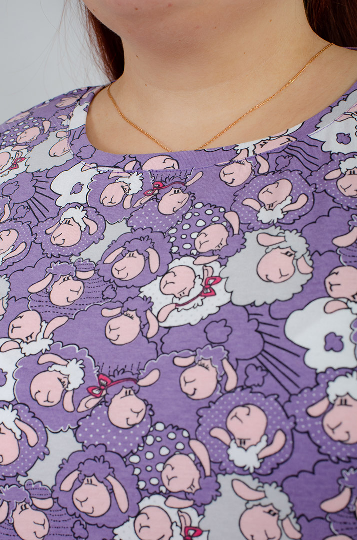 Нічна сорочка коротка в принт великих розмірів