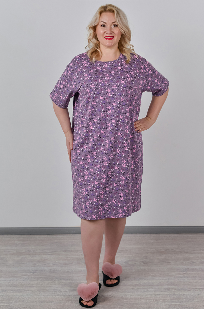 Нічна сорочка коротка в принт великих розмірів