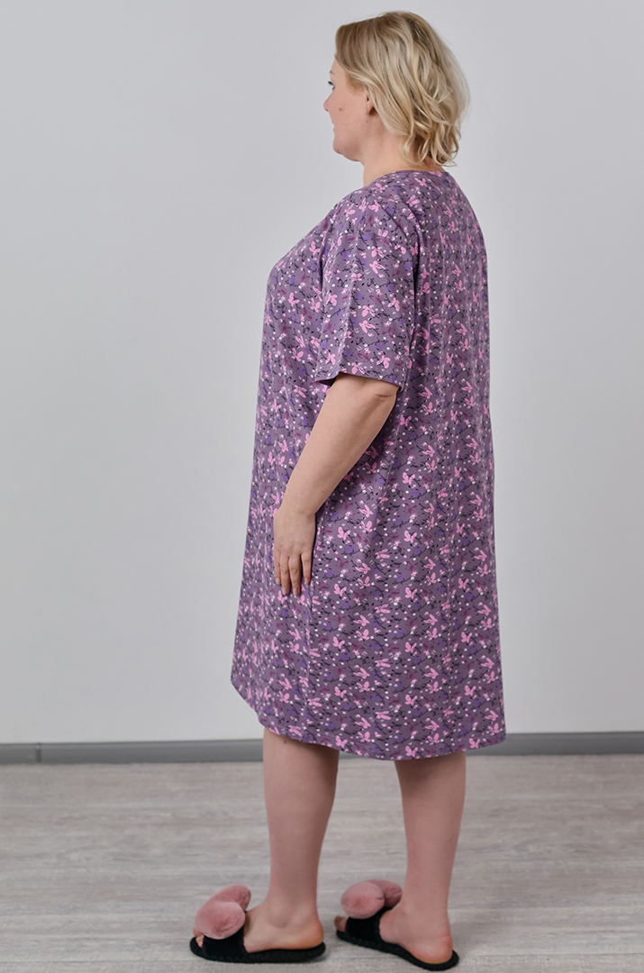 Нічна сорочка коротка в принт великих розмірів