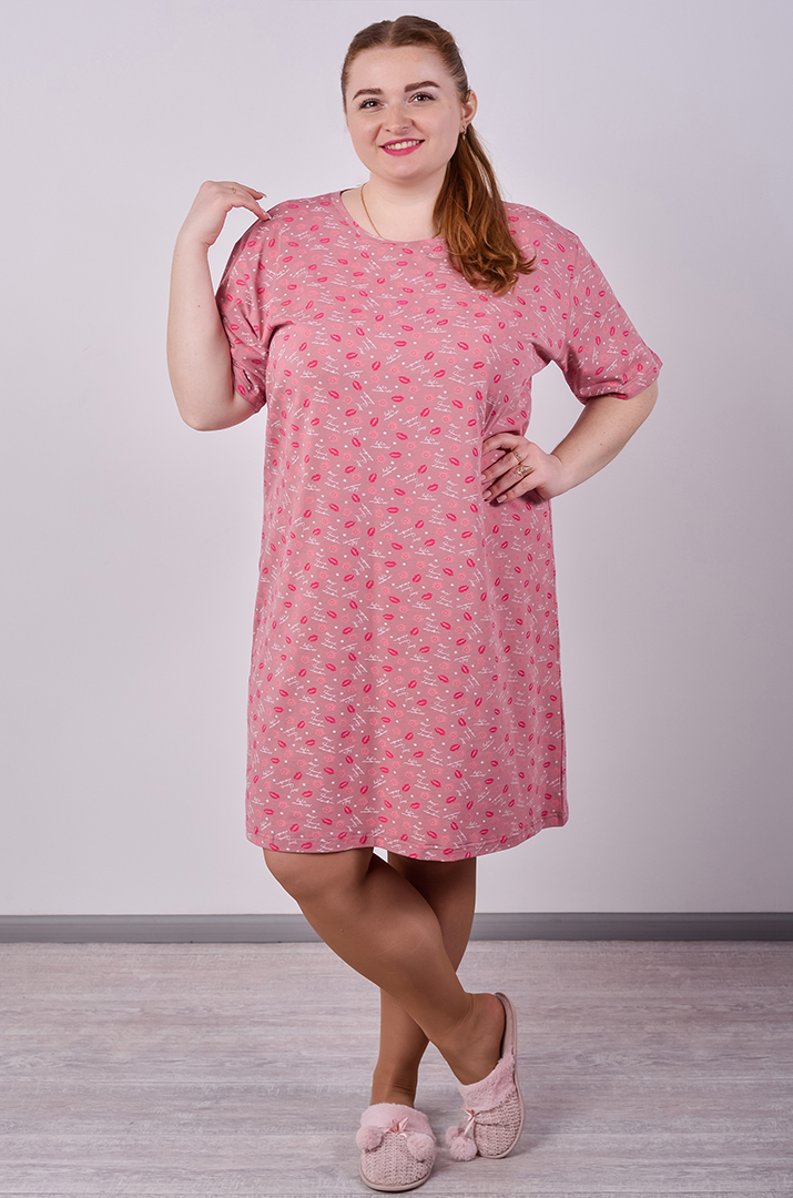 Нічна сорочка коротка в принт великих розмірів