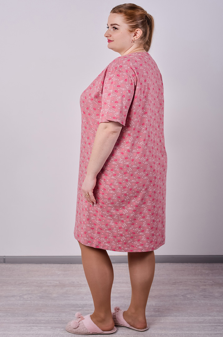 Нічна сорочка коротка в принт великих розмірів