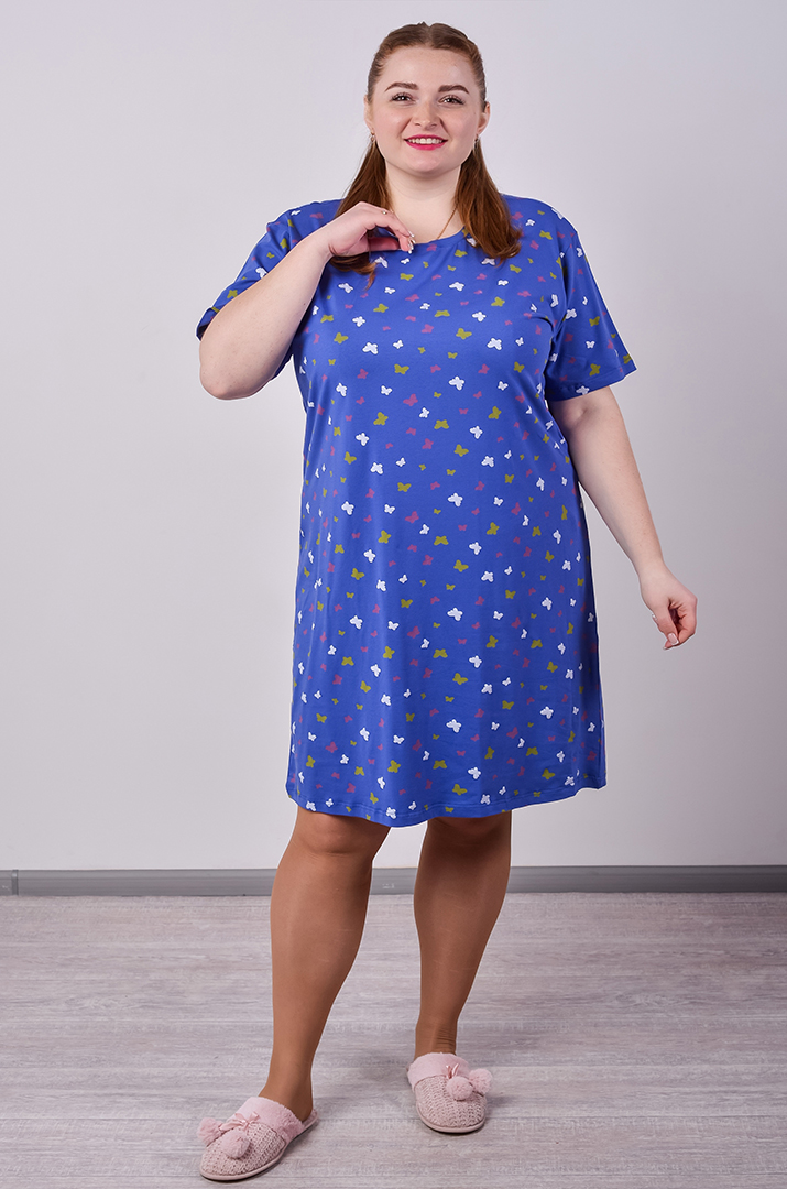 Нічна сорочка коротка в принт великих розмірів