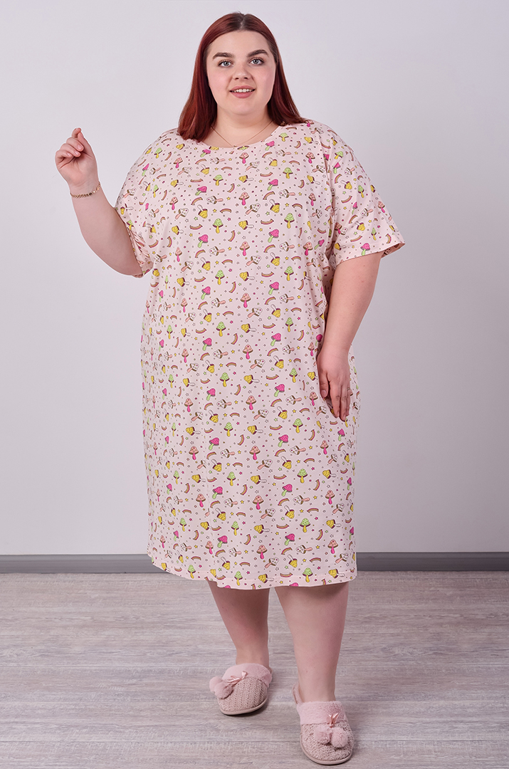 Нічна сорочка коротка в принт великих розмірів