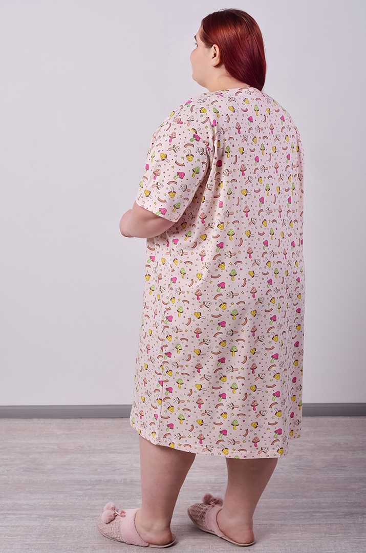 Нічна сорочка коротка в принт великих розмірів