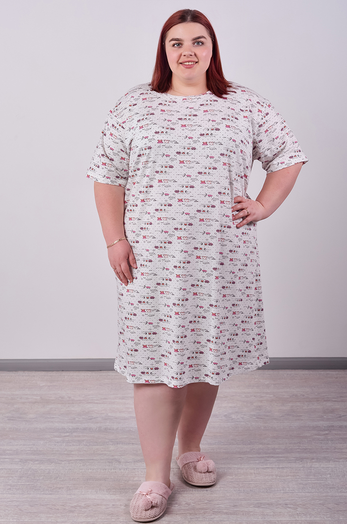 Нічна сорочка коротка в принт великих розмірів