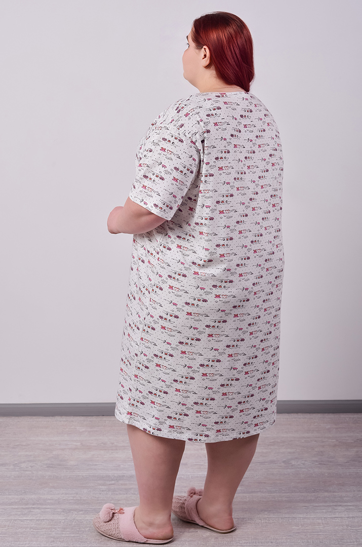 Нічна сорочка коротка в принт великих розмірів