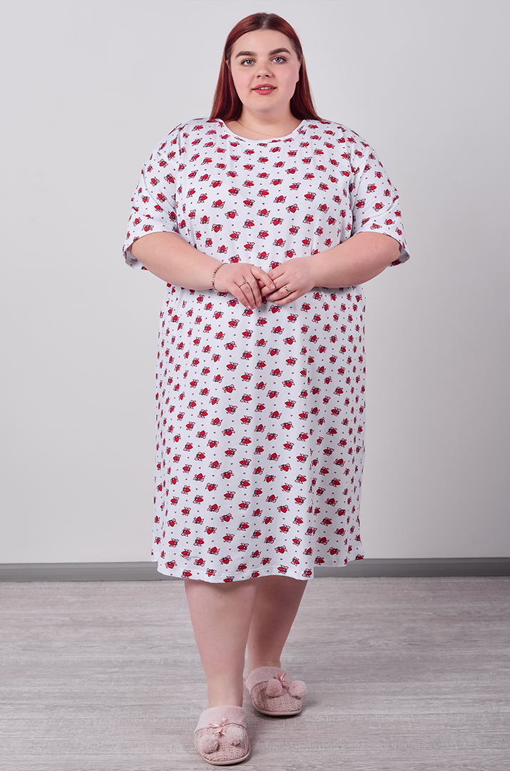 Нічна сорочка коротка в принт великих розмірів