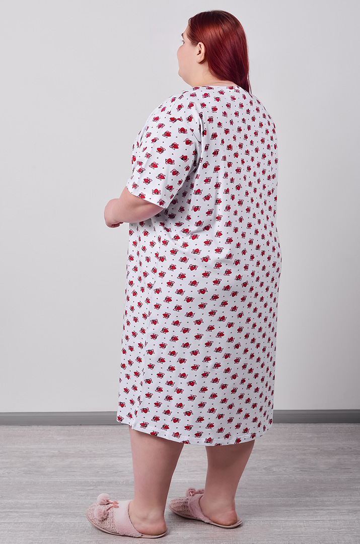 Нічна сорочка коротка в принт великих розмірів