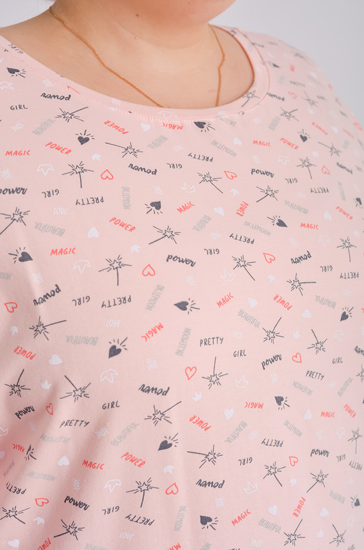 Нічна сорочка коротка в принт великих розмірів