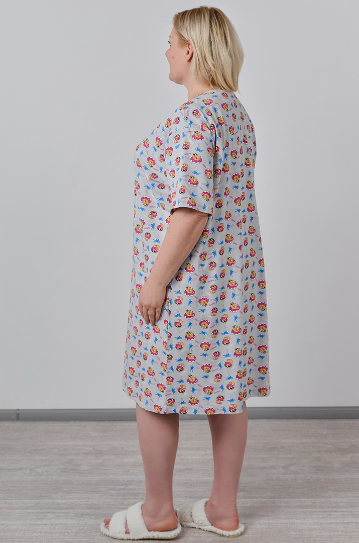 Нічна сорочка коротка в принт великих розмірів