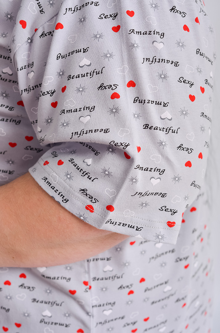 Нічна сорочка коротка в принт великих розмірів