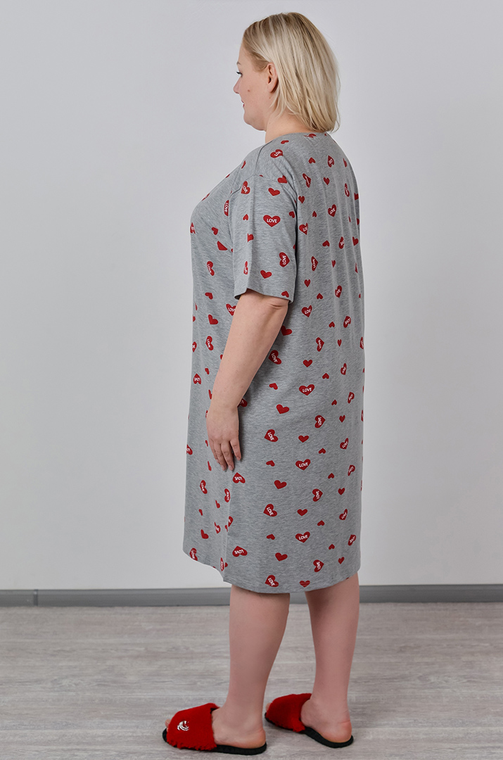 Нічна сорочка коротка в принт великих розмірів