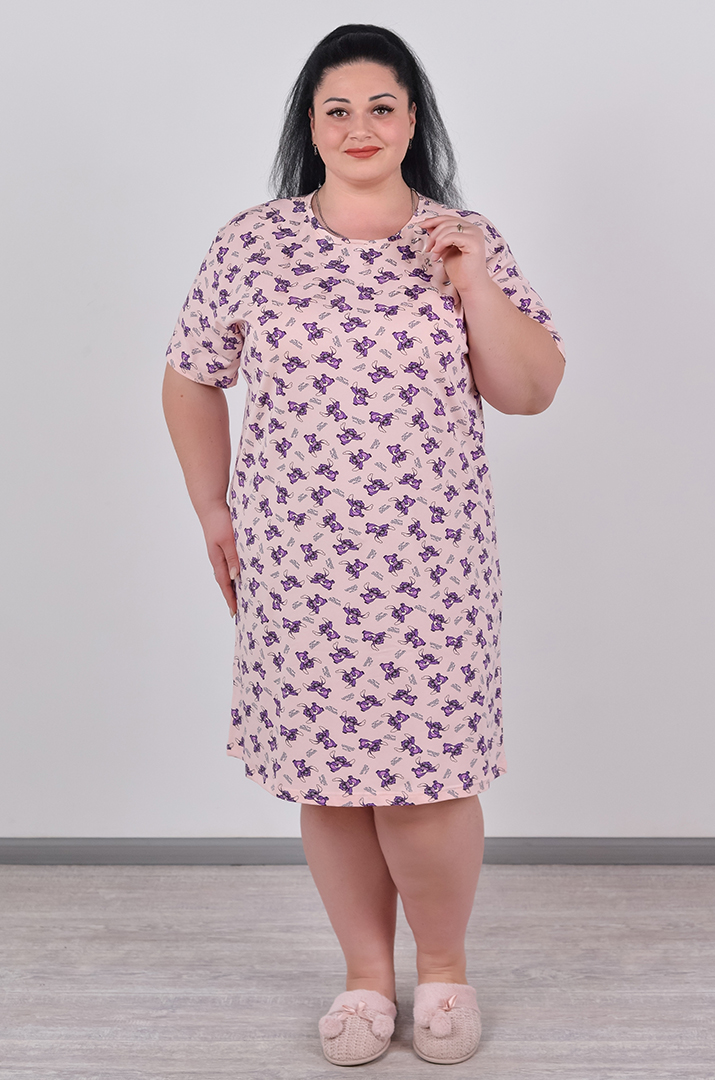 Нічна сорочка коротка в принт великих розмірів