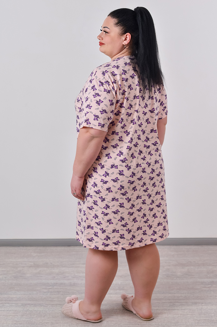 Нічна сорочка коротка в принт великих розмірів