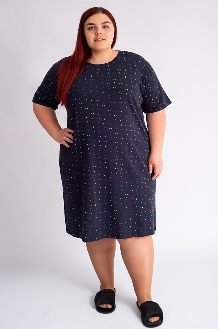 Нічна сорочка коротка в принт великих розмірів