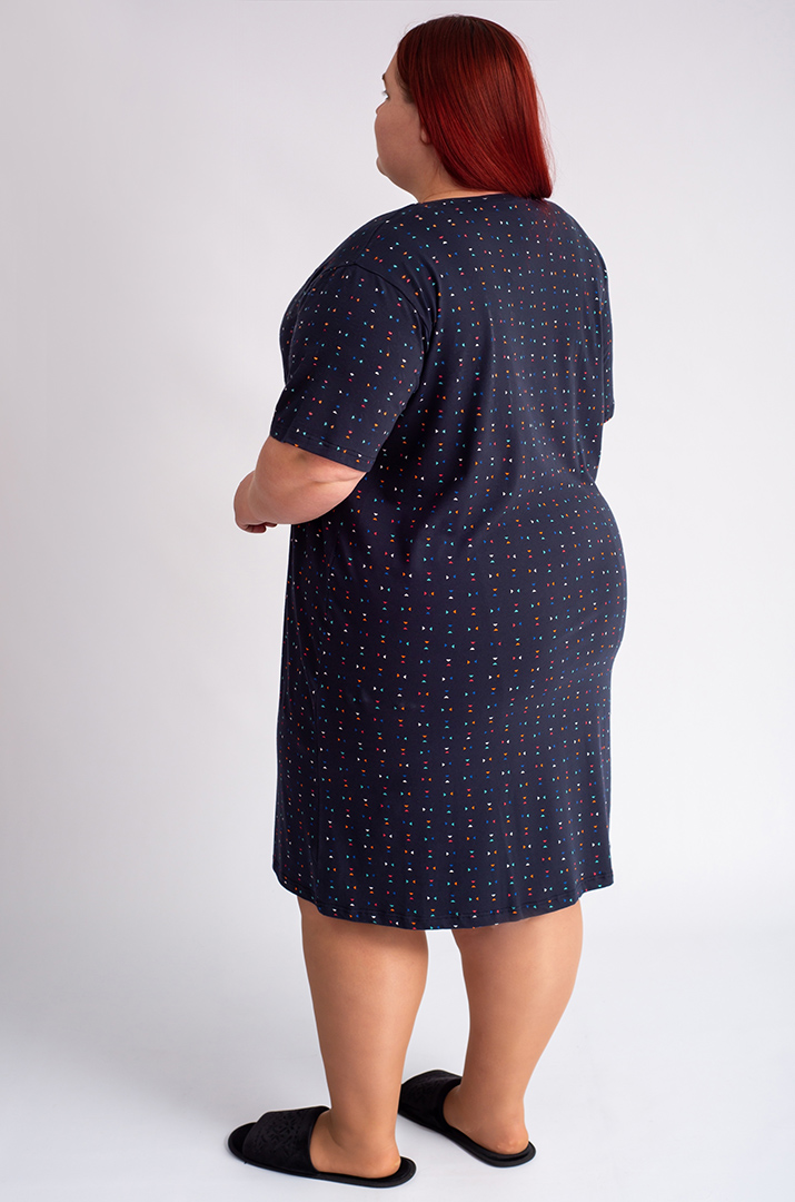 Нічна сорочка коротка в принт великих розмірів