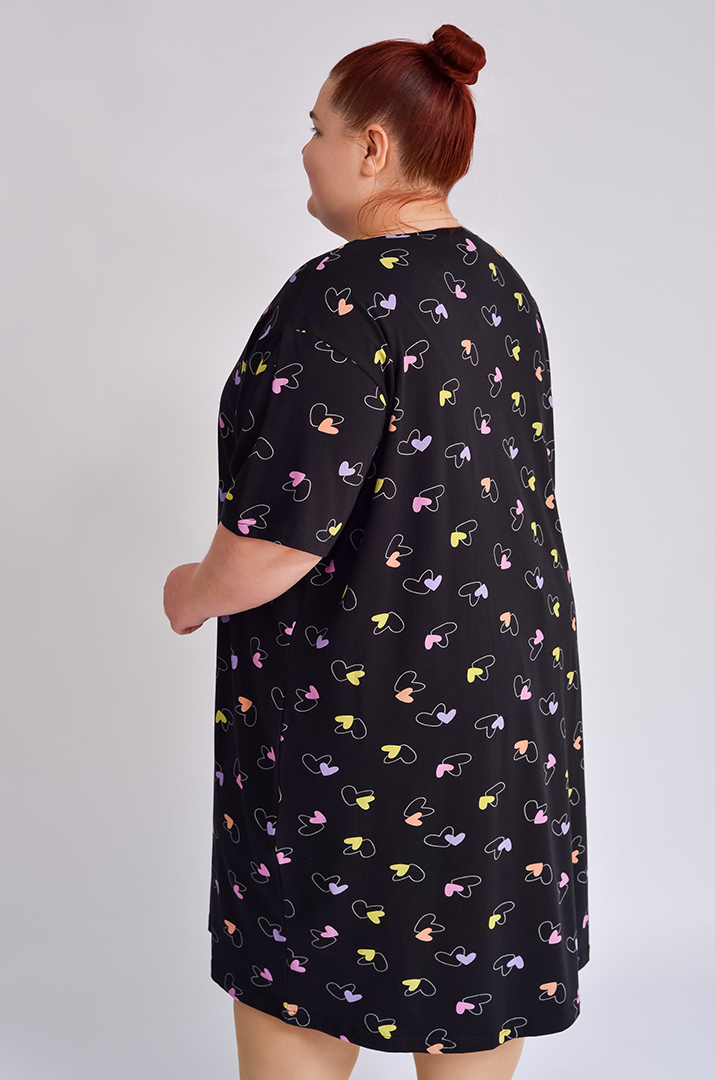 Нічна сорочка коротка в принт великих розмірів