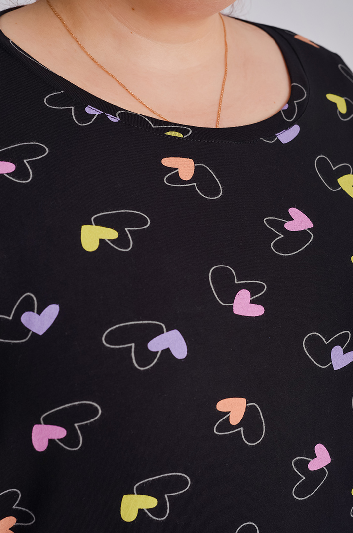 Нічна сорочка коротка в принт великих розмірів