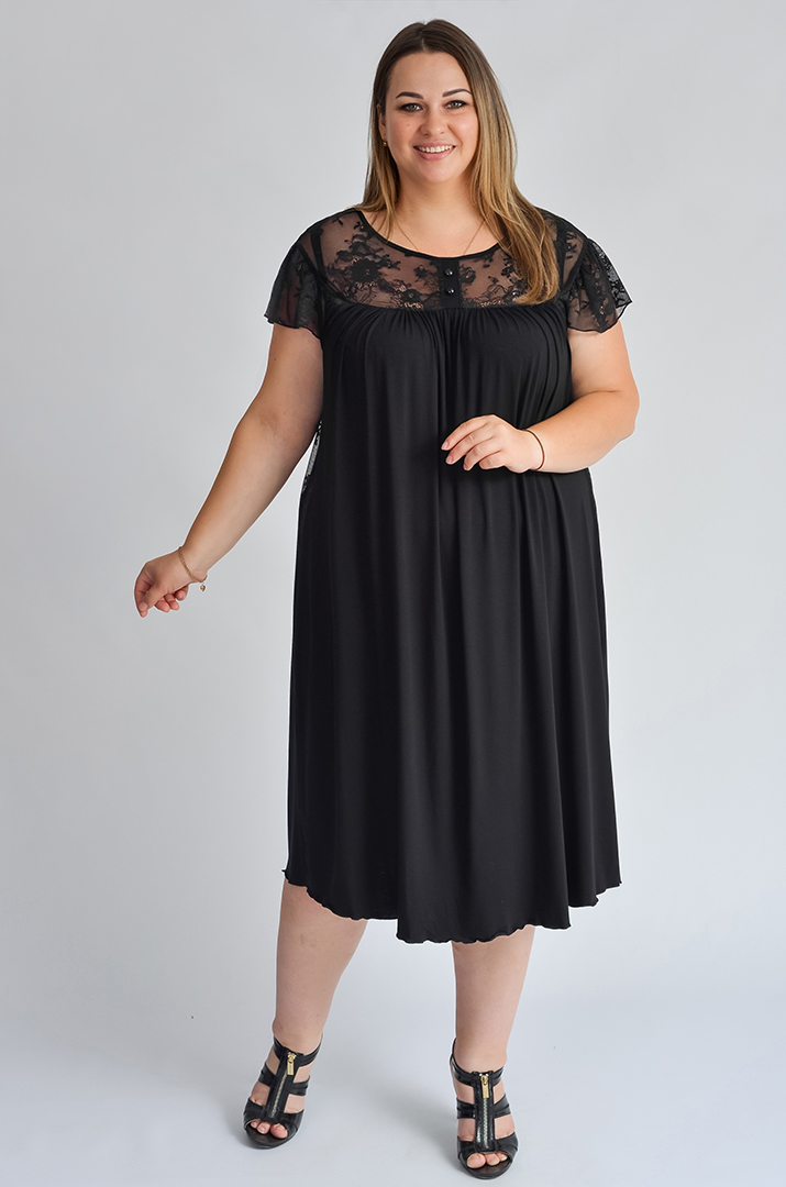 Нічна сорочка з мереживним акцентом великих розмірів