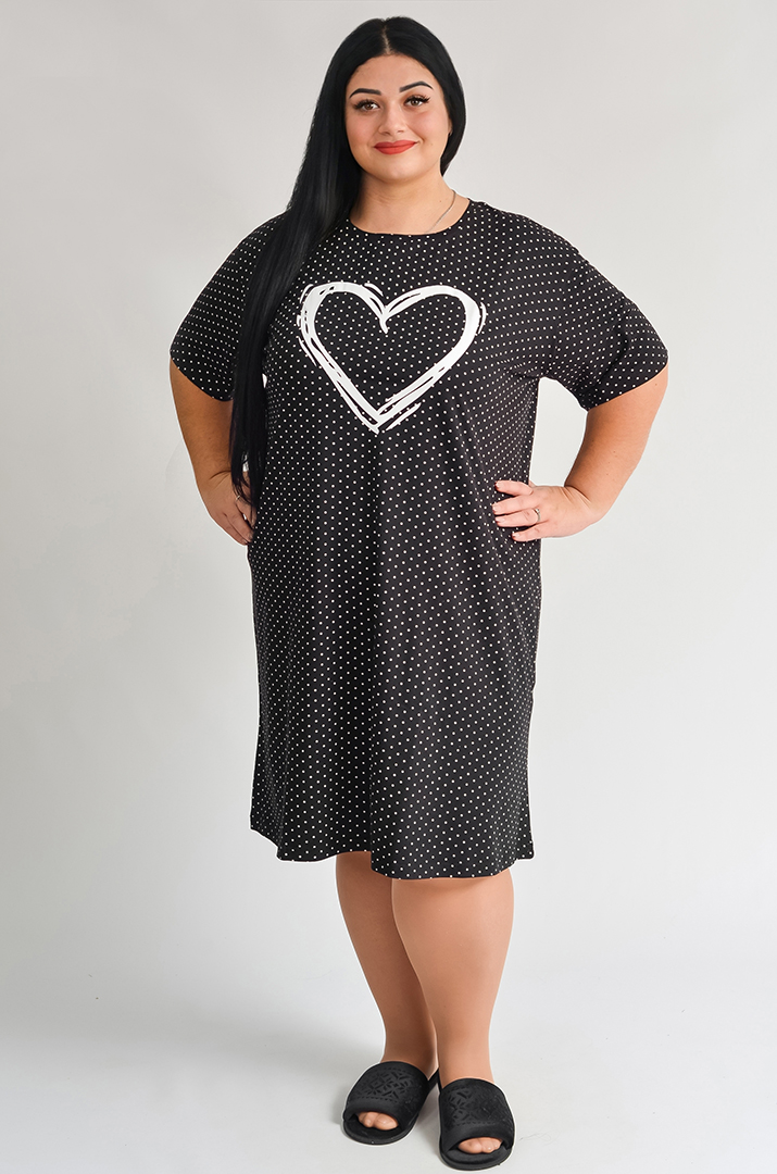 Ночная рубашка с коротким рукавом и контрастным принтом больших размеров