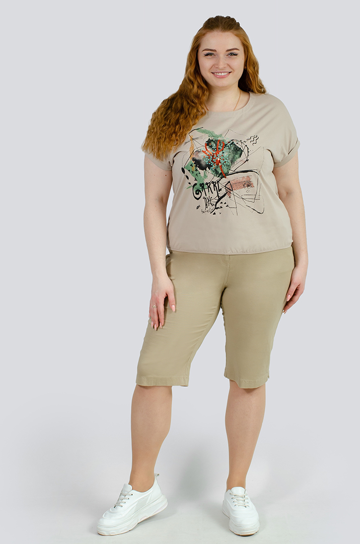 Капрі котонові в різних кольорах великих розмірів