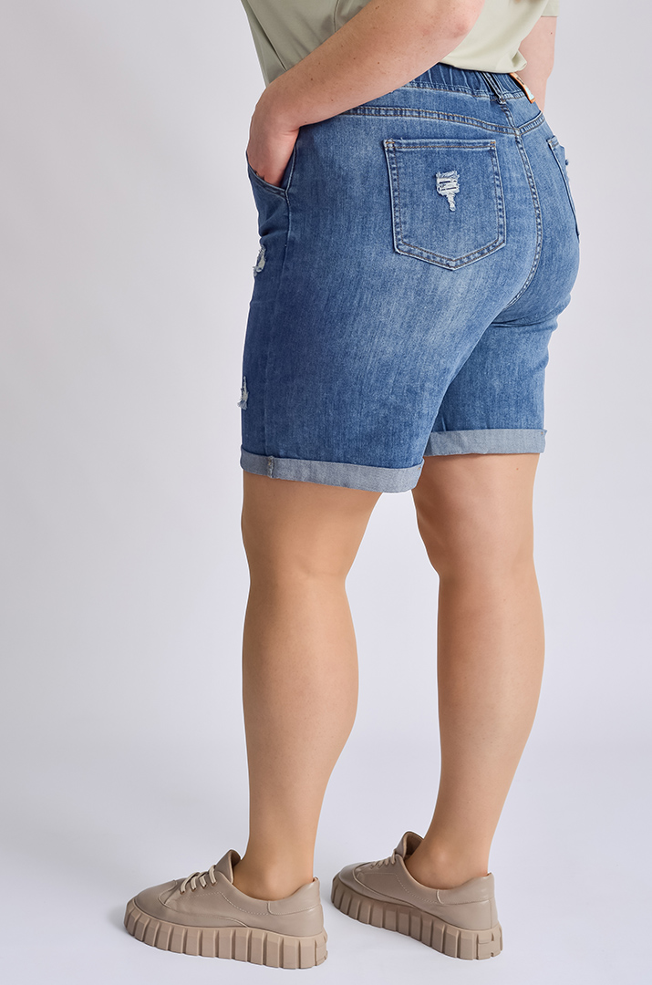 Шорти джинсові з потертостями великих розмірів