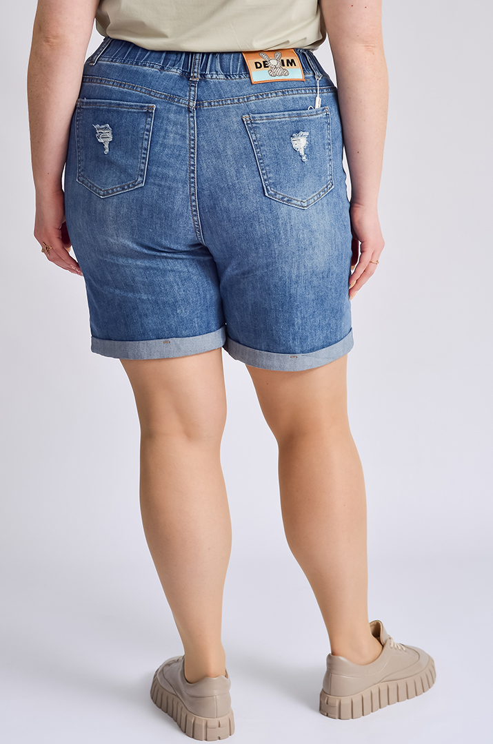 Шорти джинсові з потертостями великих розмірів
