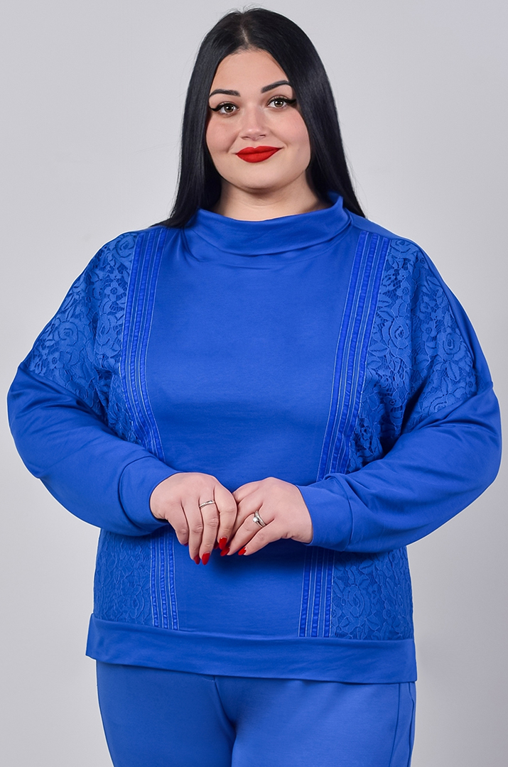 Блуза спорт коротка з гіпюровими вставками великих розмірів