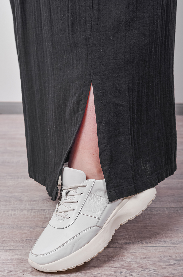 Брюки-спідниця з фактурної тканини на зав'язці великих розмірів