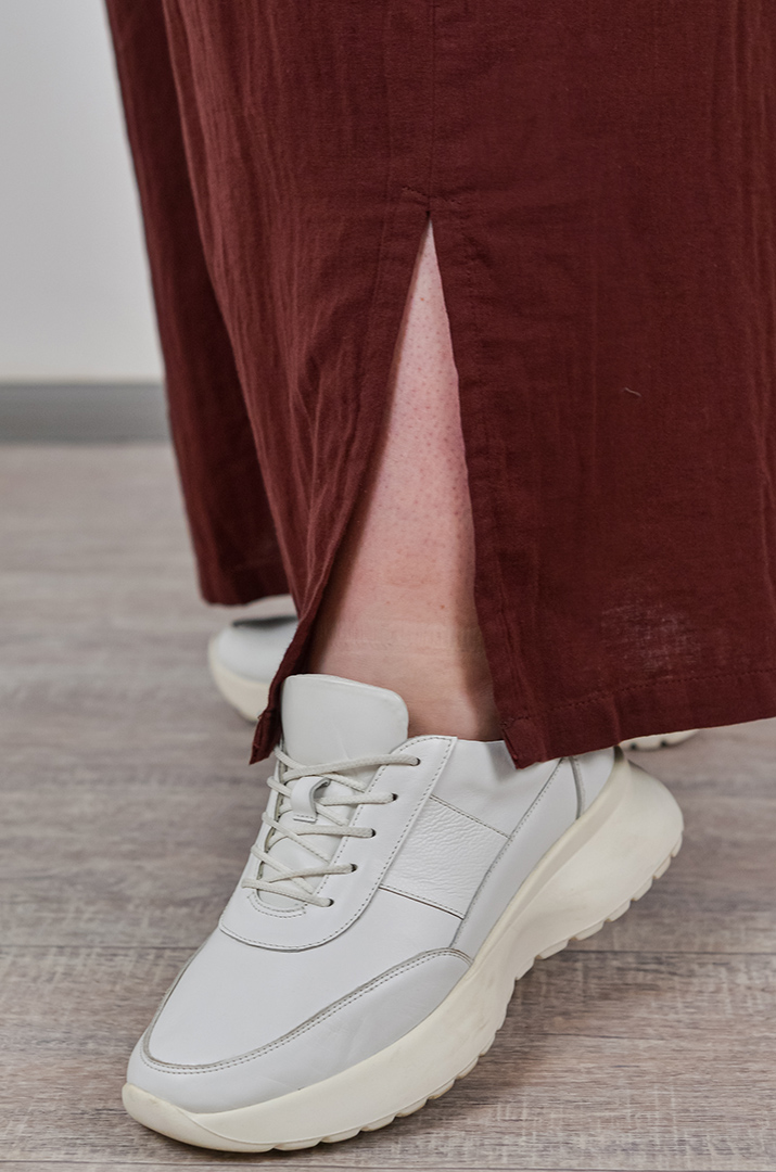 Брюки-спідниця з фактурної тканини на зав'язці великих розмірів