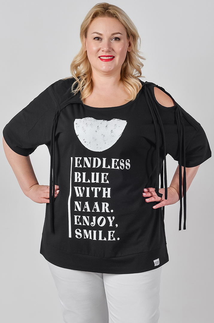 Блуза спорт з відкритими плечима та декоративними зав’язками великих розмірів